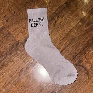 Gallery Dept. Woven Stretch Socks Women's Small 4-6.5‎ Gray Ribbed Cotton Logo